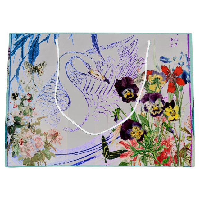 SWAN UND BLUME Geschenktasche Große Geschenktüte (Vorderseite)