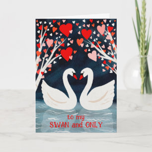 SWAN und NUR Valentine Liebe Whimsical Birds Karte