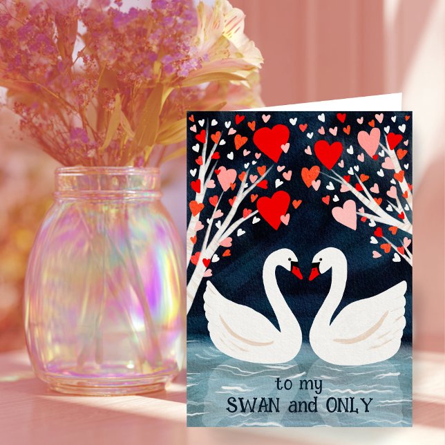 SWAN und NUR Valentine Liebe Whimsical Birds Karte (SWAN and ONLY Valentine Love Whimsical Birds Card
)