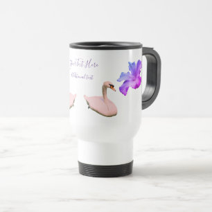 Swan und Single Hibiskus Blume Personalisiert Reisebecher