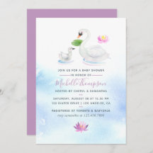 Swan Watercolor Baby Dusche Einladung