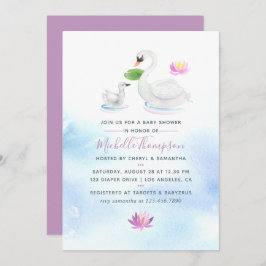 Swan Watercolor Baby Dusche Einladung