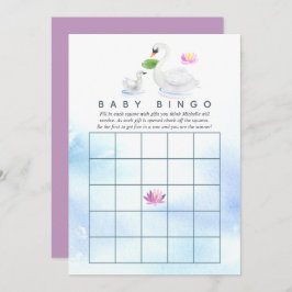 Swan Watercolor Baby Shower Bingo Einladung