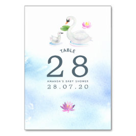 Swan Watercolor Baby Shower Tischnummer