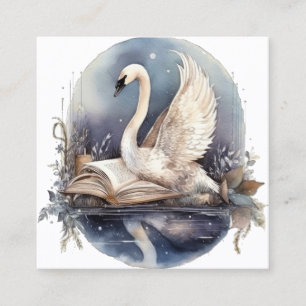 Swan Watercolor Quadratische Visitenkarte