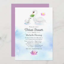 Swan Watercolor Virtual Baby Dusche
