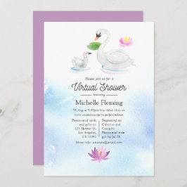 Swan Watercolor Virtual Baby Dusche Einladung