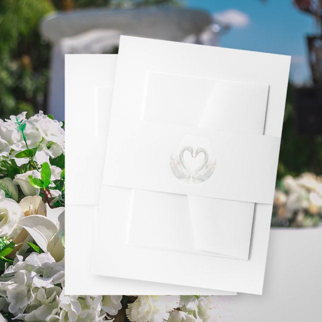 Swan Wedding Einladungsbanderole (Swan Wedding Invitation Belly Bands)