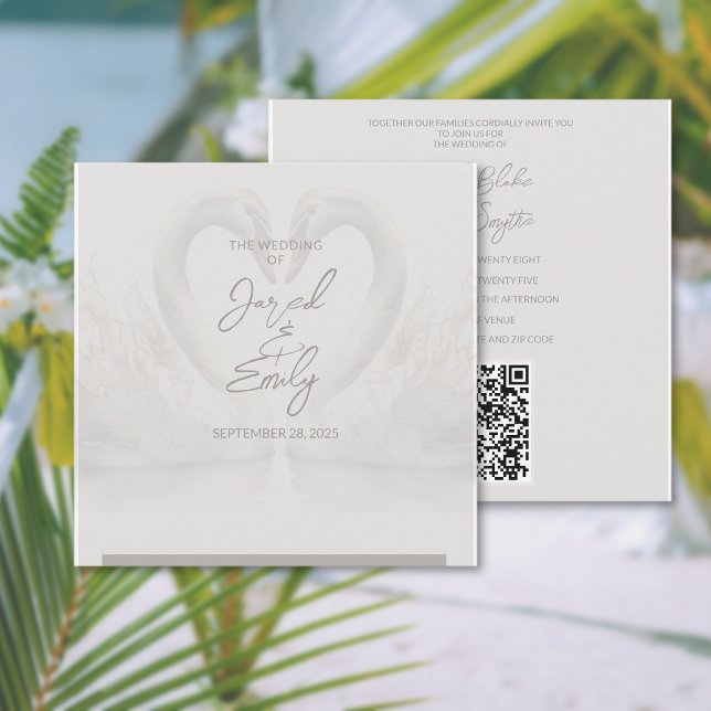 Swan Wedding Invitation QR Code Einladung (Swan Wedding Invitation QR Code)