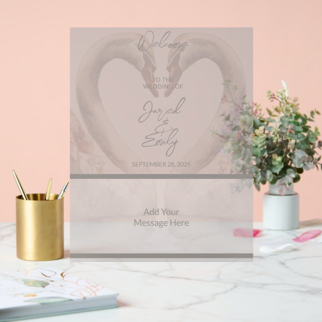 Swan Wedding Welcome Acrylschild (Hochzeit)