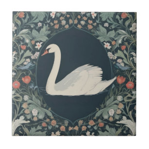 Swan William Morris Stil Links gegenüber Floral Fliese