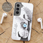 Swan Woman Dancing Ballet Elegante Surreal Art Samsung Galaxy Hülle<br><div class="desc">Dieses künstlerische Handy-Gehäuse entstand mit meiner handgezeichneten "The Swan"-Kunstwerk - einem eleganten Bleistift, der von einer tanzenden Frau mit blauer Blume in ihren Haaren zeichnete und aus ihrer Hand Schwan wurde. Chic und schönes Geschenk für Ballettliebhaber, Tänzer oder surreale Kunstliebhaber. ・ Personalisieren Sie ihn mit Namen oder passen Sie ihn...</div>