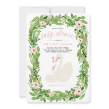 Swan Wreath Spring Baby Shower Einladung