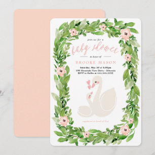 Swan Wreath Spring Baby Shower Einladung