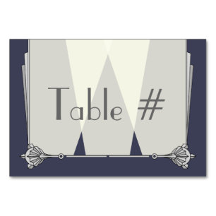Swanky Art Deco in Blue Table Card Tischnummer
