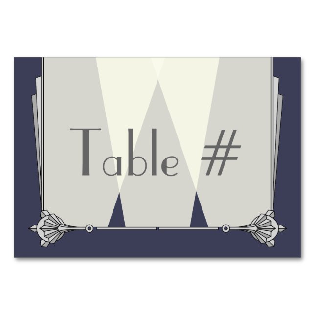 Swanky Art Deco in Blue Table Card Tischnummer (Vorderseite)