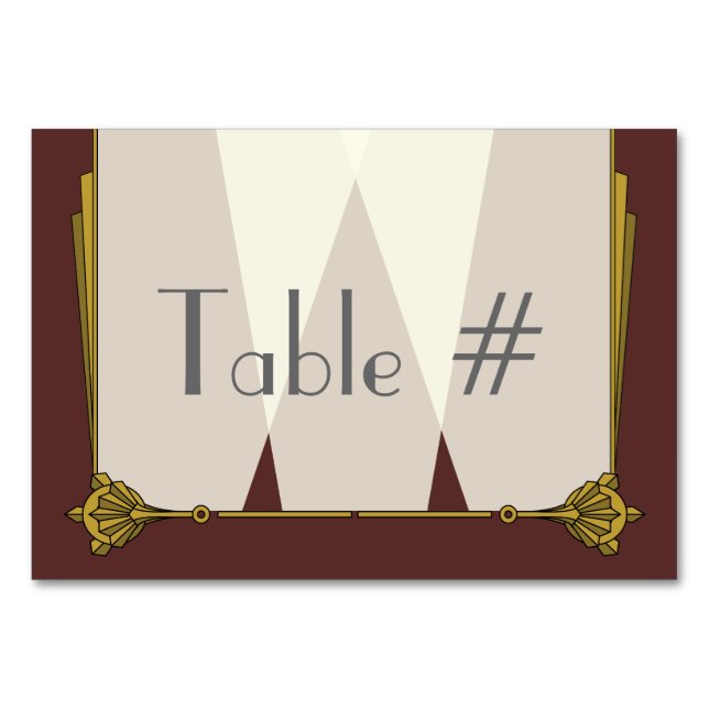 Swanky Art Deco in Red Table Card Tischnummer (Vorderseite)