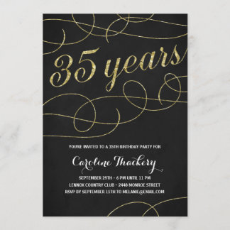 Swanky Imitat-Goldfolien-35. Geburtstags-Party Einladung