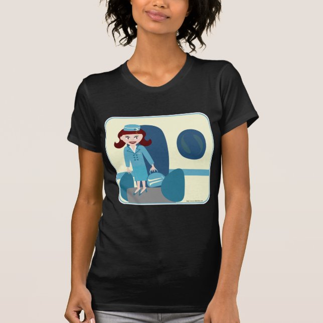 Swanky Sixties Stewardess dunkel T-Shirt (Vorderseite)