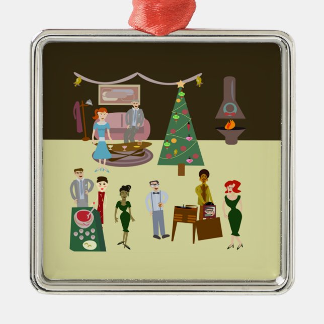 Swanky Vintager Cartoon Silbernes Ornament (Vorne)