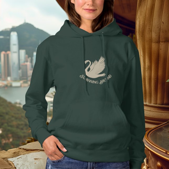 Swanning - Eleganter Champagner Gold Swan Hoodie (Von Creator hochgeladen)