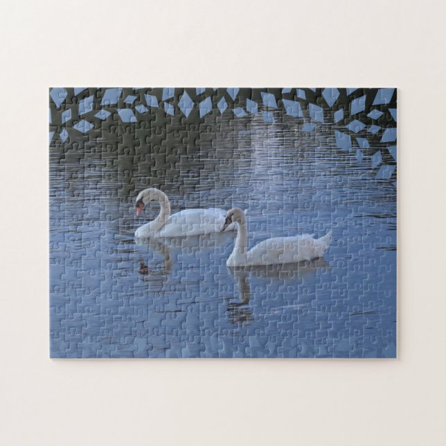 Swans auf Blue Lake Puzzle (Horizontal)
