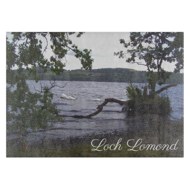 Swans auf Loch Lomond Schneidebrett (Vorderseite)