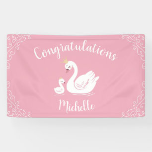 Swans Baby Duschvogel mit Crown Theme Pink Banner