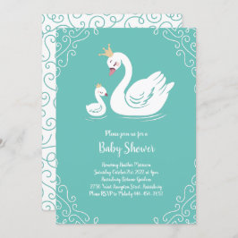 Swans Baby Showbird mit Crown Theme Aquamarin Einladung