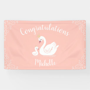 Swans Baby Showbird mit Crown Theme Peach Banner