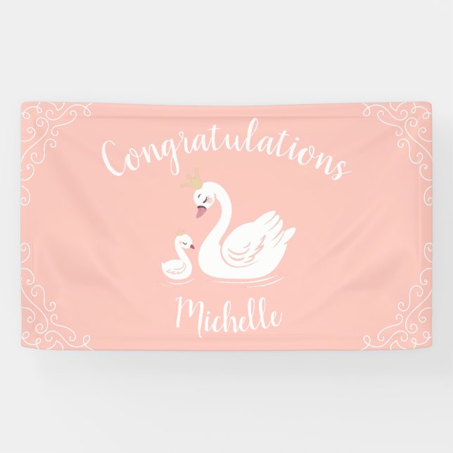 Swans Baby Showbird mit Crown Theme Peach Banner (Horizontal)