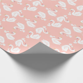 Swans Baby Showbird mit Crown Theme Peach Geschenkpapier