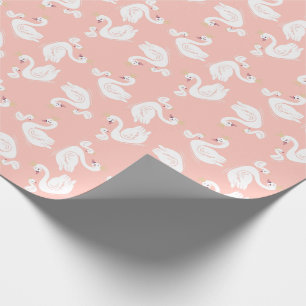 Swans Baby Showbird mit Crown Theme Peach Geschenkpapier