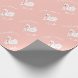 Swans Baby Showbird mit Crown Theme Peach Geschenkpapier