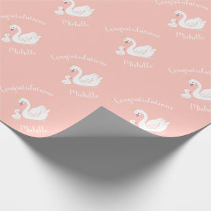 Swans Baby Showbird mit Crown Theme Peach Geschenkpapier