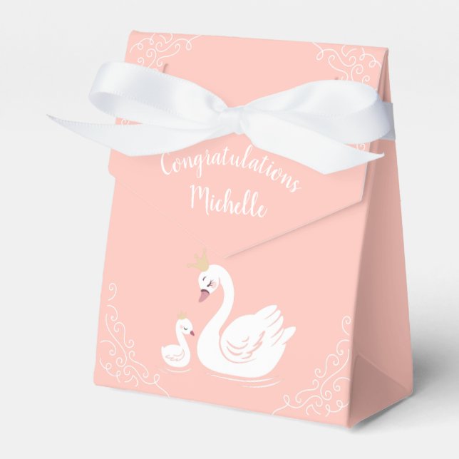 Swans Baby Showbird mit Crown Theme Peach Geschenkschachtel (Vorderseite)