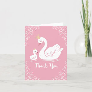 Swans Baby Showbird mit Crown Theme Pink Dankeskarte