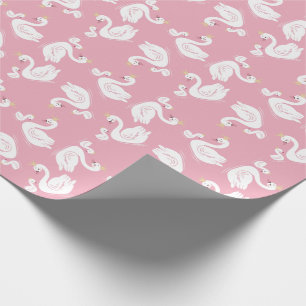 Swans Baby Showbird mit Crown Theme Pink Geschenkpapier
