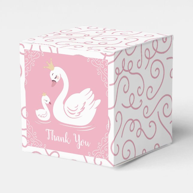 Swans Baby Showbird mit Crown Theme Pink Geschenkschachtel (Vorderseite)
