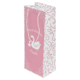 Swans Baby Showbird mit Crown Theme Pink Geschenktüte Für Weinflaschen