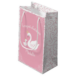 Swans Baby Showbird mit Crown Theme Pink Kleine Geschenktüte