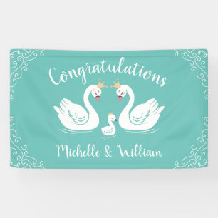 Swans Baby Shower Bird mit Crown Co-Ed Aquamarin Banner