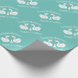 Swans Baby Shower Bird mit Crown Co-Ed Aquamarin Geschenkpapier