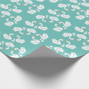 Swans Baby Shower Bird mit Crown Co-Ed Aquamarin Geschenkpapier