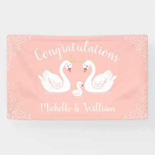 Swans Baby Shower Bird mit Crown Co-Ed Pink Banner