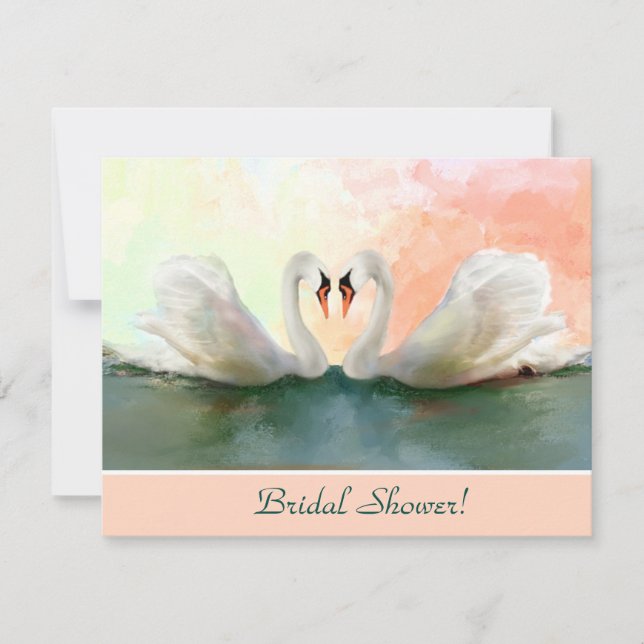 Swans bei Sunset Custom Bridal Shower Einladung (Vorderseite)