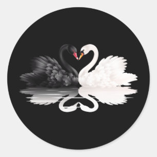 Swans Black Round Stickers
