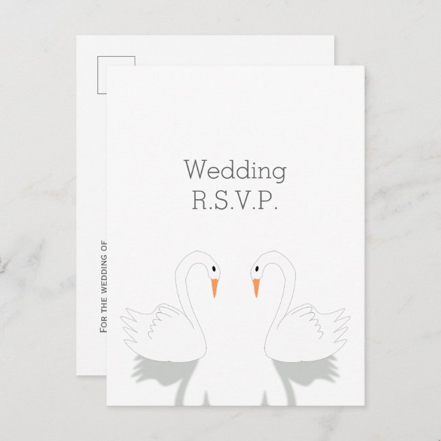Swans Design Wedding RSVP Einladungspostkarte (Vorne/Hinten)