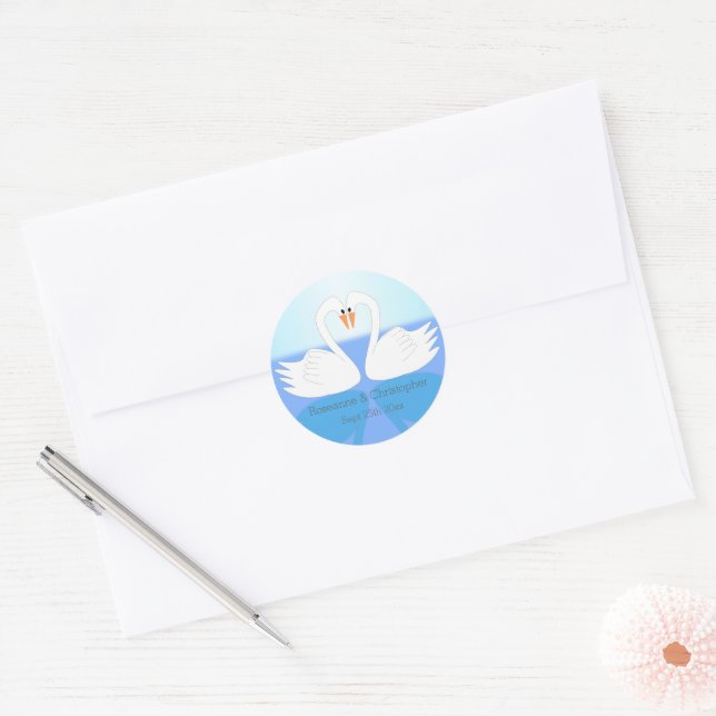 Swans Design Wedding Runder Aufkleber (Umschlag)