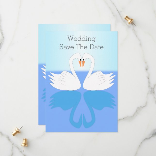Swans Design Wedding Save The Date (Vorderseite/Rückseite Beispiel)